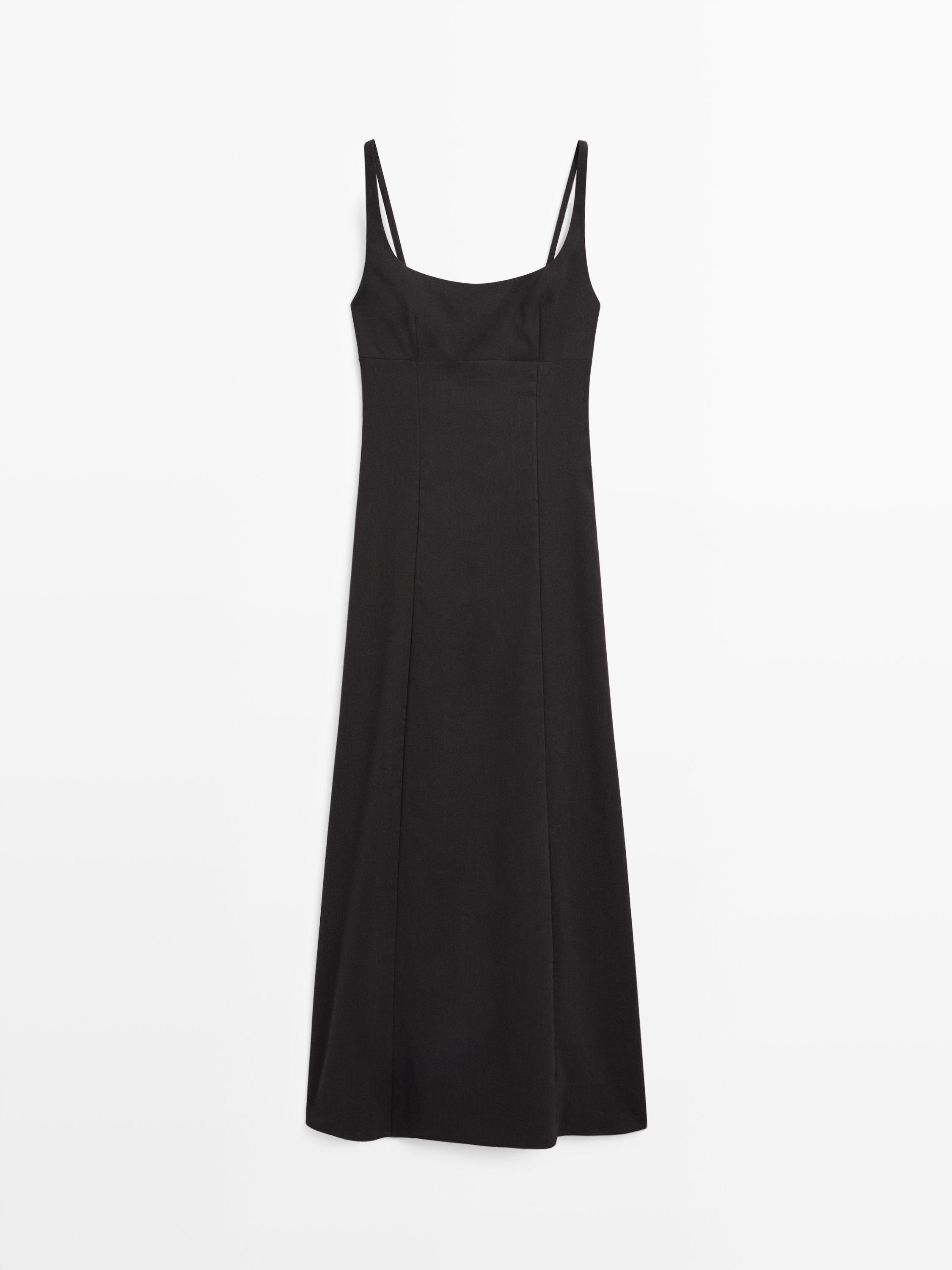 Robe midi bretelles lin